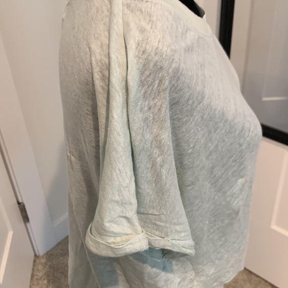 Lou & Grey for LOFT 100% Linen Tie Front Tee in Mint Green - Picture 3 of 4